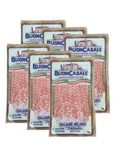 Pack 6 Salame Milano Italiano Premium Laminado BuonCasale, 100 grs