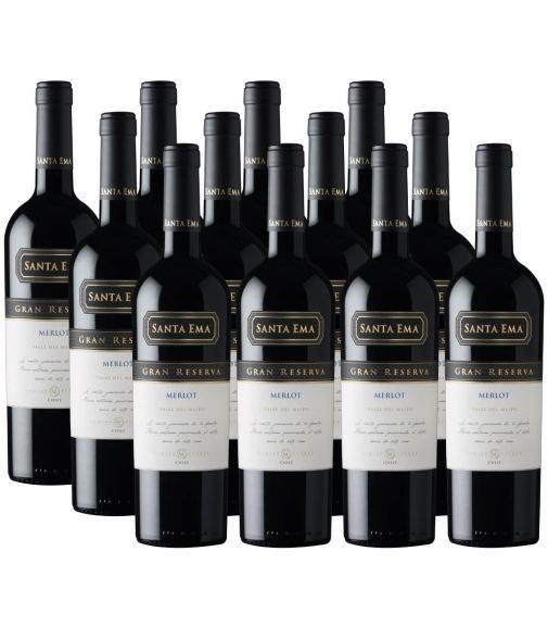 Pack 12 vinos Merlot, Gran Reserva, Viña Santa Ema