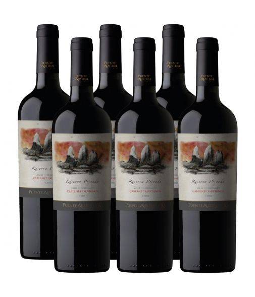 Pack 6 vinos Cabernet Sauvignon, Reserva Privada, Viña Puente Austral, Valle de Colchagua