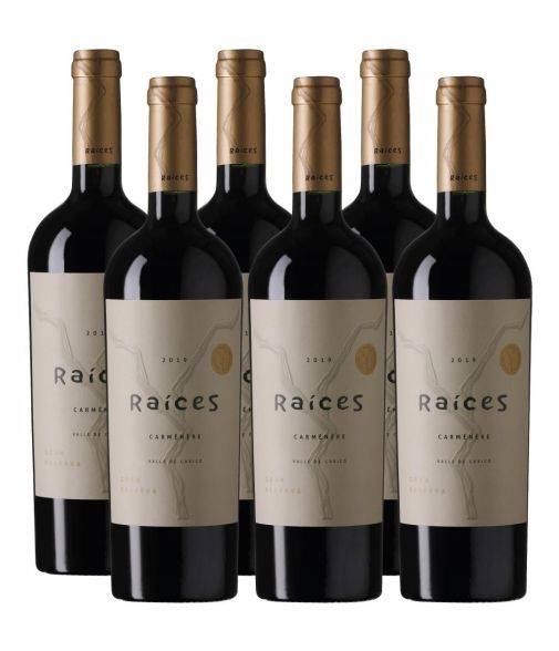 Pack 6 vinos Carmenere, Gran Reserva, Raíces, Viña las Pitras