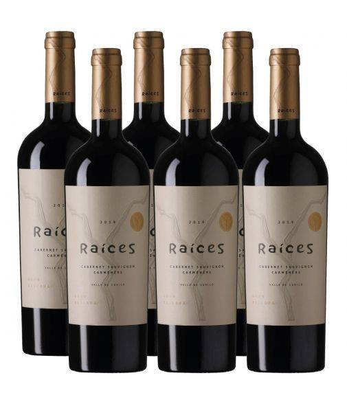 Pack 6 vinos Cabernet Sauvignon/Carmenere, Gran Reserva, Raíces, Las Pitras