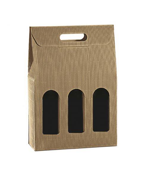 Estuche o caja para 3 botellas de Cartón Microcorrugado  - 1